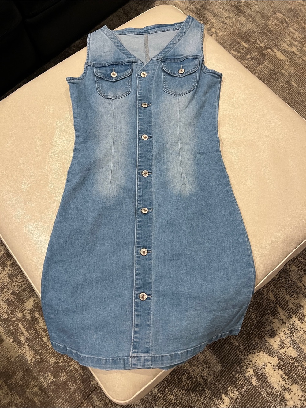 & Other Stories Light Blue Denim Button-Front Mini Dress